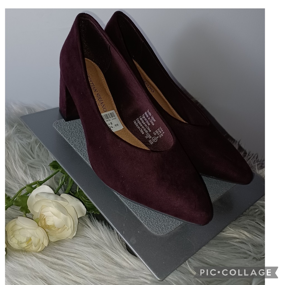 Christian Siriano Merlot Suede Heels Sz 8